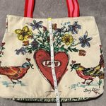 Brighton Canvas Handpainted Tote Bag Hearts Birds Flowers Pretty - See Notes Photo 9