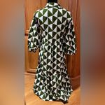 Maeve by Anthropologie The Bettina Tiered Shirt Dress Green & White Triangles XS Photo 11