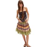 Free People NWT  Many Layers Printed Skirt Full Flowy Boho Scarf Stripes Earthy M Photo 1