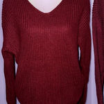 Love Tree Burgundy Knotted Open Back Sweater Photo 0
