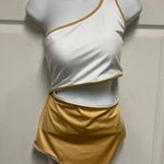 Victoria's Secret Victoria’s Secret White & Gold Color Block One Piece Swimsuit Photo 0