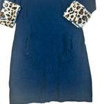 Tyler Boe Chelsey fur leopard print collar cashmere blend dress Size Large Black Photo 1