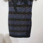 Jovani  Blue Striped Lace Mini Sheath Dress Sz 12 Photo 3