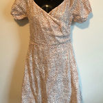 French Connection  ivory floral print linen faux wrap mini dress size 8 Photo 0