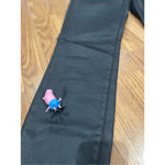 Eileen Fisher  Black Waxed Faux Leather Organic Cotton Blend Pants size 8 Photo 3