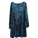 Cato Velvet Tent Dress Green Blue SZ 22/24W Long Bell Sleeve Boho Slinky Flowy Photo 4