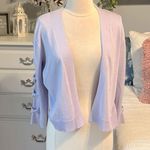Cable & Gauge Cable & Gage Lavender Sweater Lightweight Purple Cardigan Bow Lattice Sleeve L Photo 1