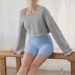 Alo Yoga  Cropped Barre Shoulder Coverup in Heather Gray size medium Photo 2