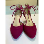 Alex Marie  Pink Fusia Leather Suede Ankle Tie Kitten Heel Almond toe 10m Photo 1