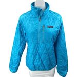 Patagonia Primaloft Blue Quilted Long Sleeve Half Zip Puffer Down Coat Jacket M Photo 0