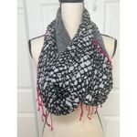 Diane Von Furstenberg ‎ Silk Black White Pink Tassel Circle Scarf Women's Photo 1