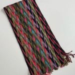 Tolani  Scarf Tassels Art To Wear Abstract Rainbow Long Black Green Purple Red Photo 10