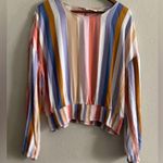 SO  Colorful Striped Print Long Sleeve Smocked Bottom  Top Blouse Junior’s XXL Photo 0