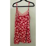 Joyspun Chemise Red Nightie with Pink Hearts Pink Lace Trim Adjustable Straps XL Photo 1