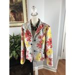 Requirements  Women’s White Quilted Floral Print Full Zip Jacket Blazer Size 14 Photo 1