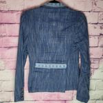 Anthropologie  CARTONNIER BLUE WHITE LINEN BLEND BUTTON FRONT LIGHTWEIGHT BLAZER Photo 1