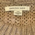 American Eagle  Outfitters Sweater Large Striped Tan and Brown Crewneck Open Knit Photo 1
