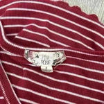 Pink Rose  Red & White Striped Button Front Long Sleeve Top Size S Photo 4