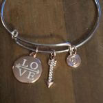Love this life  two tone adjustable bangle Love charm bracelet Photo 2