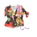 STINE GOYA SGNAICA TOP SUMMER NIGHT POPPIES Floral Print Wrap Top 3/4 Sleeve L Brown Size L Photo 5