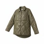 Calvin Klein Faux Leather Jacket M Quilted Olive Green Luxe Buttery Soft Neutral Photo 2