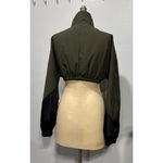 Collusion Womens Full Zip Short Cropped Jacket Sz 2 High Neck Long Sleeve Green Photo 2