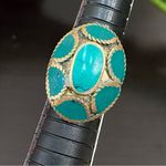 Vintage Turquoise Mosaic Cocktail Ring Size 8 Blue Photo 9