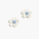 J.Crew NWT  Pearl Flower Stud Earrings White Blue Photo 0