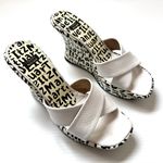 Stuart Weitzman Leather Graffiti Print Logo Sandals Wedges Size 8 Photo 0