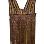 NWT Mandalay Light Gold Beaded Fringe Sequin V Photo 0