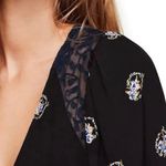 Free People  Mockingbird Black Floral Deep V-Neck Open-Back Lace Mini Dress Sz 2 Photo 3
