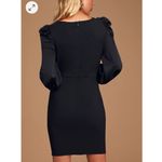 Lulus  Longtime Crush Black Puff Shoulder Long Sleeve Mini Dress W1187 Sz S Photo 2