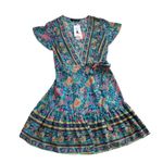 Zesica Blue Pink Floral Short Sleeve V Photo 11