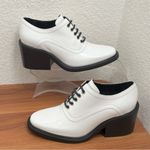 Acne Studios  White Leather Derby Oxford Lace Up Chunky Heels Shoes Size 37 Photo 3