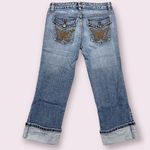 So Wear It Declare It Vintage Y2K Embroidered Butterfly Capri Cuffed Hem Jeans Photo 0