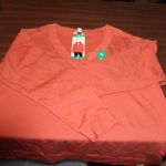 Orvis Orange V Neck Terry Long Sleeve Pullover Photo 1