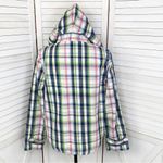 Merona Plaid Cotton Canvas Pullover Hoodie Jacket Pink Blue Small Photo 4