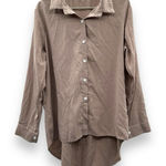 SheIn  Curve Beige Tan High‎ Low Long Sleeve Button Down Shirt Size 0XL Photo 0
