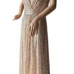 David's Bridal sequin v-neck bridesmaid dress with satin piping gold size 8 Photo 7