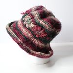 Crochet Bucket Hat Handmade Burgundy Green Floral Grannycore Womens Slouchy Red Photo 1