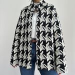 Chico's Jacket Womens XL Wool Blend Knit Cardigan Houndstooth Check Mock Neck Photo 0