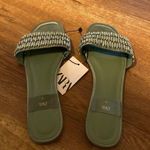 ZARA Green Embellished Flat Slides Size EU 38 or US 7.5 Photo 6