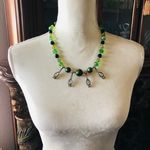 Handcrafted forest surrender mixed crystal bead faceted stone pendant necklace Green Photo 7