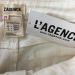 L'Agence Nadia Cropped Straight Jeans White Silver Tuxedo Stripe Stretch 25 Photo 4