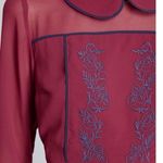 Modcloth  • Pretty Performative Dress chiffon fit & flare maroon embroidered folk Photo 6