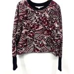 Joie  Crew Neck Leaf and Floral Print Pullover‎ Red Black Sweatshirt XL Photo 0
