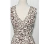 Maeve Anthropologie Dress Faux Wrap V-Neck Floral Lace Sleeveless Tan Small Photo 1