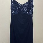 NWT Lauren Ralph Lauren Navy Blue Sequin and Lace Ruched Column Sheath Dress 10 Photo 0