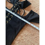 LOVE UNIVERSITY Black Long Sleeve Laceups Stretch Body Size L Size L Photo 2