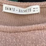 Saints + Secrets Beige Knit Front Knot Dress Balloon Sleeves L Photo 2